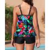 imageYonique Womens Two Piece Swimsuits Tankini Top with Boy Shorts Tummy Control Bathing Suits Athletic SwimwearBlack Floral
