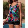 imageYonique Womens Two Piece Swimsuits Tankini Top with Boy Shorts Tummy Control Bathing Suits Athletic SwimwearBlack Floral