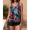 imageYonique Womens Two Piece Swimsuits Tankini Top with Boy Shorts Tummy Control Bathing Suits Athletic SwimwearBlack Floral