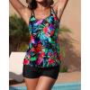 imageYonique Womens Two Piece Swimsuits Tankini Top with Boy Shorts Tummy Control Bathing Suits Athletic SwimwearBlack Floral
