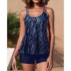 imageYonique Womens Two Piece Swimsuits Tankini Top with Boy Shorts Tummy Control Bathing Suits Athletic SwimwearBlue