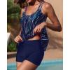 imageYonique Womens Two Piece Swimsuits Tankini Top with Boy Shorts Tummy Control Bathing Suits Athletic SwimwearBlue