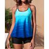 imageYonique Womens Two Piece Swimsuits Tankini Top with Boy Shorts Tummy Control Bathing Suits Athletic SwimwearBlue Gradient