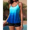 imageYonique Womens Two Piece Swimsuits Tankini Top with Boy Shorts Tummy Control Bathing Suits Athletic SwimwearBlue Gradient