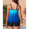 imageYonique Womens Two Piece Swimsuits Tankini Top with Boy Shorts Tummy Control Bathing Suits Athletic SwimwearBlue Gradient