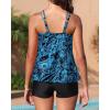 imageYonique Womens Two Piece Swimsuits Tankini Top with Boy Shorts Tummy Control Bathing Suits Athletic SwimwearBlue Paisley