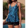 imageYonique Womens Two Piece Swimsuits Tankini Top with Boy Shorts Tummy Control Bathing Suits Athletic SwimwearBlue Paisley