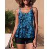 imageYonique Womens Two Piece Swimsuits Tankini Top with Boy Shorts Tummy Control Bathing Suits Athletic SwimwearBlue Paisley