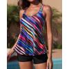 imageYonique Womens Two Piece Swimsuits Tankini Top with Boy Shorts Tummy Control Bathing Suits Athletic SwimwearColor Striped