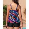 imageYonique Womens Two Piece Swimsuits Tankini Top with Boy Shorts Tummy Control Bathing Suits Athletic SwimwearColor Striped