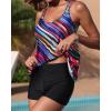 imageYonique Womens Two Piece Swimsuits Tankini Top with Boy Shorts Tummy Control Bathing Suits Athletic SwimwearColor Striped