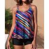 imageYonique Womens Two Piece Swimsuits Tankini Top with Boy Shorts Tummy Control Bathing Suits Athletic SwimwearColor Striped