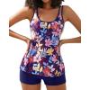imageYonique Womens Two Piece Swimsuits Tankini Top with Boy Shorts Tummy Control Bathing Suits Athletic SwimwearColorful Leaves