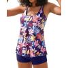 imageYonique Womens Two Piece Swimsuits Tankini Top with Boy Shorts Tummy Control Bathing Suits Athletic SwimwearColorful Leaves