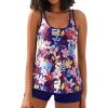 imageYonique Womens Two Piece Swimsuits Tankini Top with Boy Shorts Tummy Control Bathing Suits Athletic SwimwearColorful Leaves