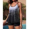 imageYonique Womens Two Piece Swimsuits Tankini Top with Boy Shorts Tummy Control Bathing Suits Athletic SwimwearGray Gradient 1