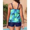 imageYonique Womens Two Piece Swimsuits Tankini Top with Boy Shorts Tummy Control Bathing Suits Athletic SwimwearGreen Leaves