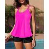 imageYonique Womens Two Piece Swimsuits Tankini Top with Boy Shorts Tummy Control Bathing Suits Athletic SwimwearHot Pink