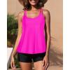 imageYonique Womens Two Piece Swimsuits Tankini Top with Boy Shorts Tummy Control Bathing Suits Athletic SwimwearHot Pink