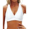 imageYonique Women Halter Bikini Top Only Padded Swimsuits Tops Vintage Bathing Suit Top No BottomPure White