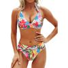 imageYonique Women Two Piece Bathing Suits Push Up Bikini Set Halter Swimsuit Vintage SwimwearColorful Floral
