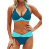 imageYonique Women Two Piece Bathing Suits Push Up Bikini Set Halter Swimsuit Vintage SwimwearTeal and Green