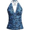 imageYonique Womens Halter Tankini Top No Bottom V Neck Swim Top Tummy Control Bathing Suit TopBlue Paisley 03