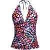 imageYonique Womens Halter Tankini Top No Bottom V Neck Swim Top Tummy Control Bathing Suit TopColorful Leopard