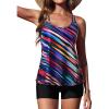 imageYonique Womens Two Piece Swimsuits Tankini Top with Boy Shorts Tummy Control Bathing Suits Athletic SwimwearColor Striped