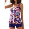 imageYonique Womens Two Piece Swimsuits Tankini Top with Boy Shorts Tummy Control Bathing Suits Athletic SwimwearColorful Leaves