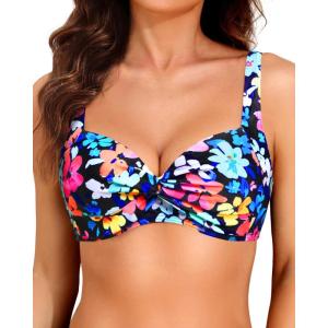 imageWomen Underwire Bikini Top  2025 Push Up Swimsuit Tops Padded Bra Bathing SuitColorful Floral