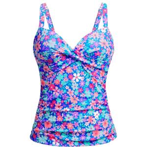 imageWomens Underwire Tankini Top Only  Push Up Swimsuit Top with Bra Support Tummy Control Bathing Suit Top No Bottom 2025Blue Floral