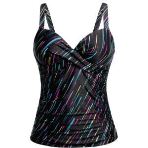 imageWomens Underwire Tankini Top Only  Push Up Swimsuit Top with Bra Support Tummy Control Bathing Suit Top No Bottom 2025Colorful Stripe