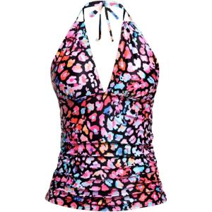 imageYonique Womens Halter Tankini Top No Bottom V Neck Swim Top Tummy Control Bathing Suit TopColorful Leopard