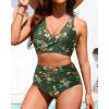 imageHigh Waisted Two Piece SwimsuitWomens Bikini Set Tummy Control Bathing Suit Modest Full Coverage Bikini 2025Green Floral