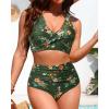 imageHigh Waisted Two Piece SwimsuitWomens Bikini Set Tummy Control Bathing Suit Modest Full Coverage Bikini 2025Green Floral