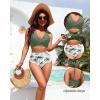 imageHigh Waisted Two Piece SwimsuitWomens Bikini Set Tummy Control Bathing Suit Modest Full Coverage Bikini 2025Green Palm Tree
