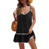 imageYonique Women Beach Cover Up Dresses Spaghetti Strap Dresses Summer Coverups Casual Sundresses with Ruffle HemBlack1
