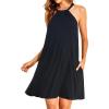 imageYonique Women Beach Cover Up Dresses Spaghetti Strap Dresses Summer Coverups Casual Sundresses with Ruffle HemBlack2