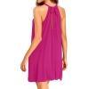 imageYonique Women Beach Cover Up Dresses Spaghetti Strap Dresses Summer Coverups Casual Sundresses with Ruffle HemDark Pink1