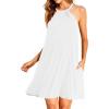 imageYonique Women Beach Cover Up Dresses Spaghetti Strap Dresses Summer Coverups Casual Sundresses with Ruffle HemWhite1