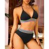 imageYonique Women Two Piece Triangle Bikini Set Bathing Suit Sexy Swimsuit Full Coverage BottomBlack01