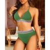 imageYonique Women Two Piece Triangle Bikini Set Bathing Suit Sexy Swimsuit Full Coverage BottomGreen
