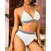 imageYonique Women Two Piece Triangle Bikini Set Bathing Suit Sexy Swimsuit Full Coverage BottomWhite01