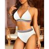 imageYonique Women Two Piece Triangle Bikini Set Bathing Suit Sexy Swimsuit Full Coverage BottomWhite01