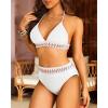 imageYonique Women Two Piece Triangle Bikini Set Bathing Suit Sexy Swimsuit Full Coverage BottomWhite02
