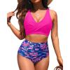 imageHigh Waisted Two Piece SwimsuitWomens Bikini Set Tummy Control Bathing Suit Modest Full Coverage Bikini 2025Pink Paisley