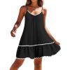 imageYonique Women Beach Cover Up Dresses Spaghetti Strap Dresses Summer Coverups Casual Sundresses with Ruffle HemBlack1