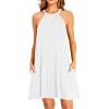 imageYonique Women Beach Cover Up Dresses Spaghetti Strap Dresses Summer Coverups Casual Sundresses with Ruffle HemWhite1