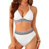 imageYonique Women Two Piece Triangle Bikini Set Bathing Suit Sexy Swimsuit Full Coverage BottomWhite01